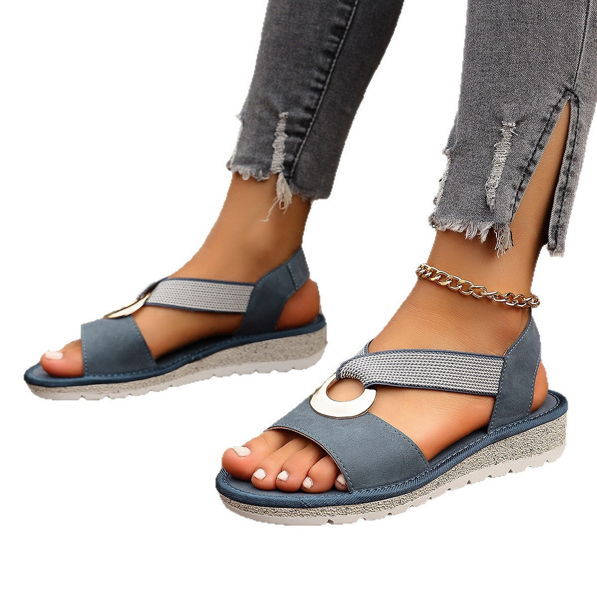 Plus-size Jute Wedge Sandals