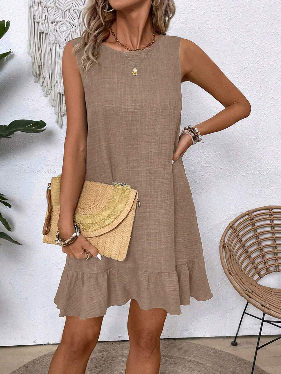 Loose Sleeveless Ruffle Dress