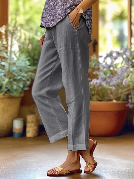 Minimalist Solid Straight-Leg Trousers