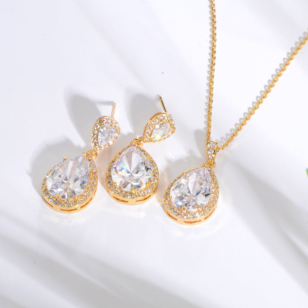 Necklace Eardrops Suit Bride Wedding Jewelry Simple Graceful