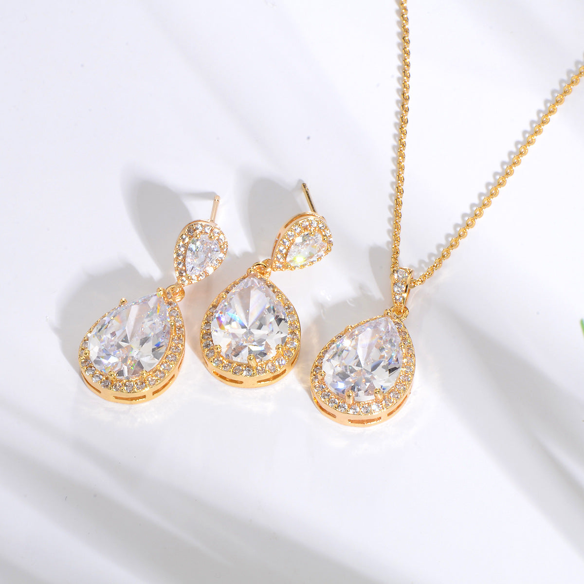 Necklace Eardrops Suit Bride Wedding Jewelry Simple Graceful