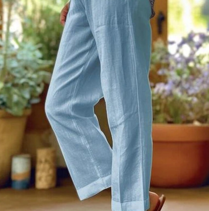 Minimalist Solid Straight-Leg Trousers