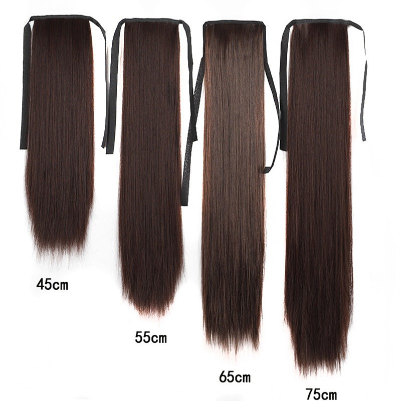 Lace-up Fashion Soft Wig Ponytail Realistic Matte Silk Long Straight Hair