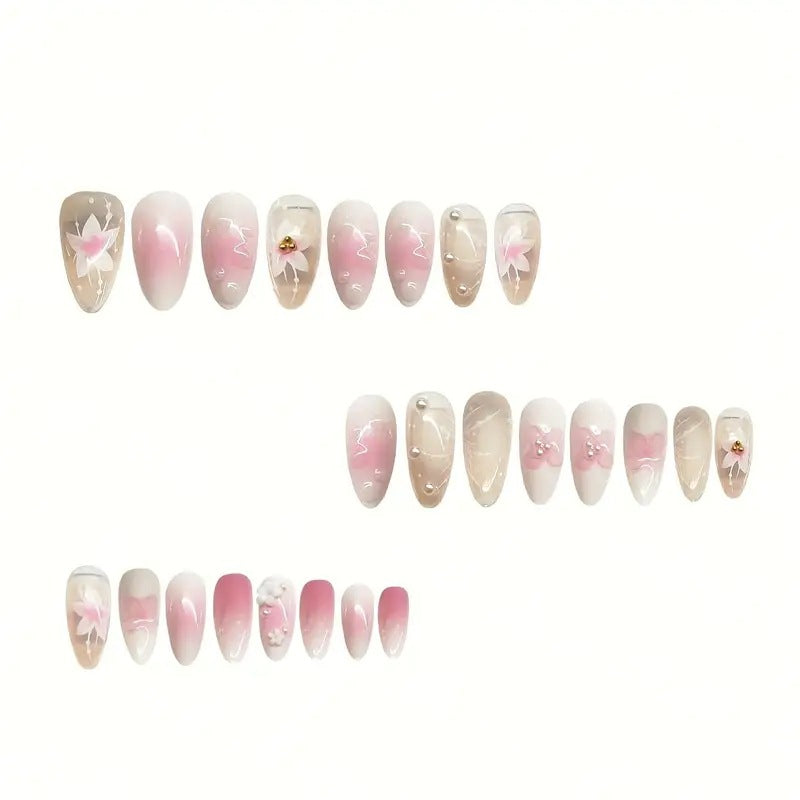 Sweet Flower Fake Nails