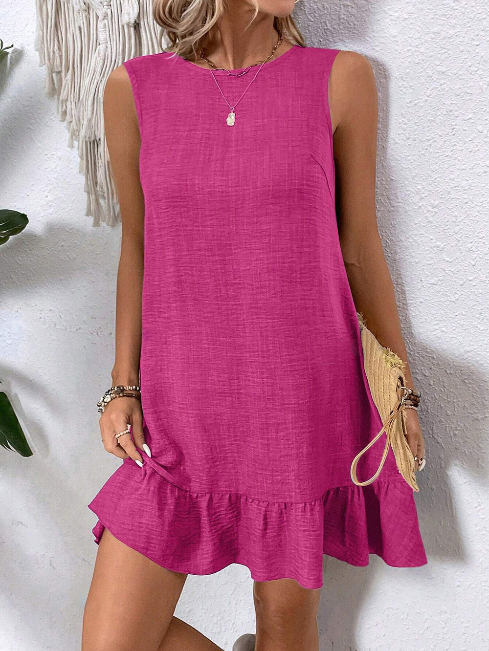 Loose Sleeveless Ruffle Dress