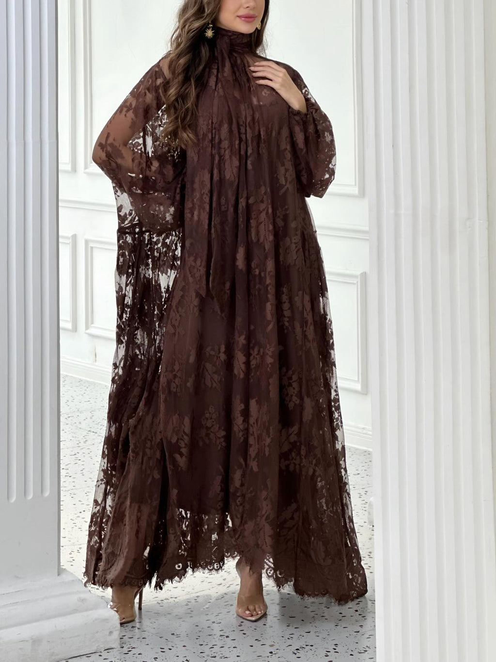 Lace Tie Double Layer Swing Dress