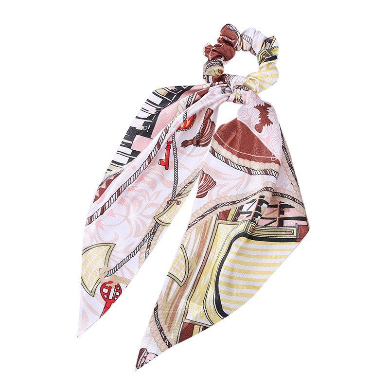 Elegant Floral Hair Scarf | Long Streamer Ponytail Tie