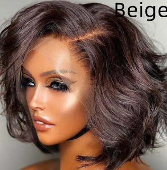 Front-lace Short Curly With Big Waves Wig Cap