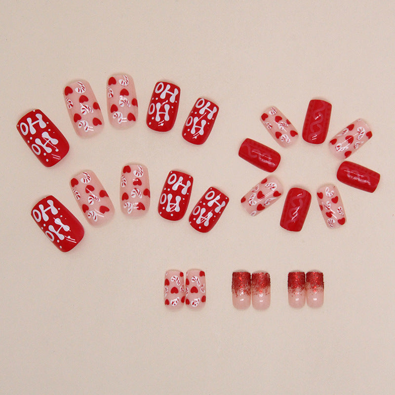 Red Christmas Love Nails
