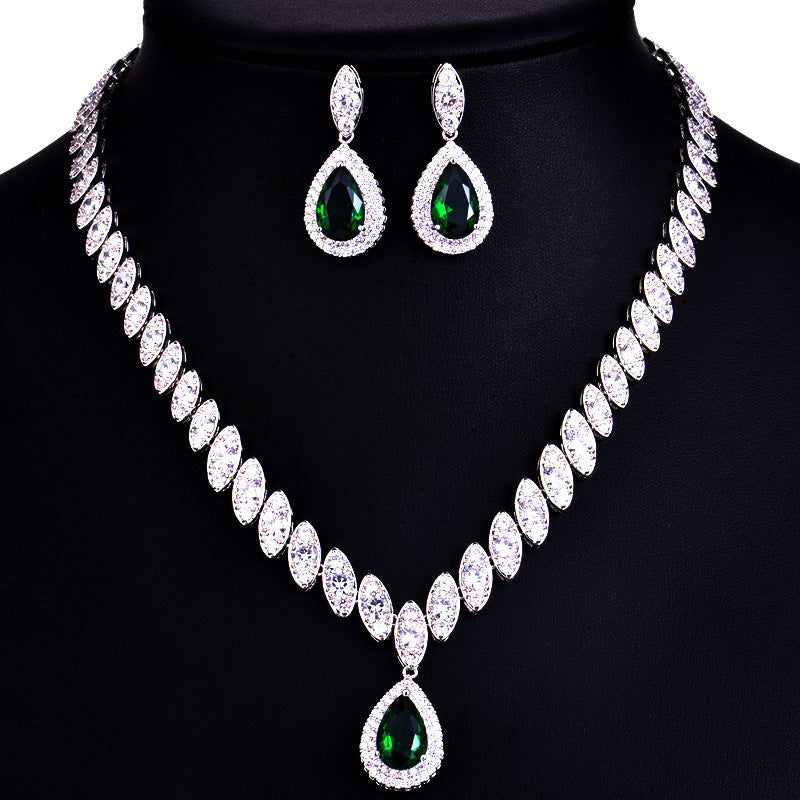 Korean Foreign Two Piece A Zircon Jewelry Set