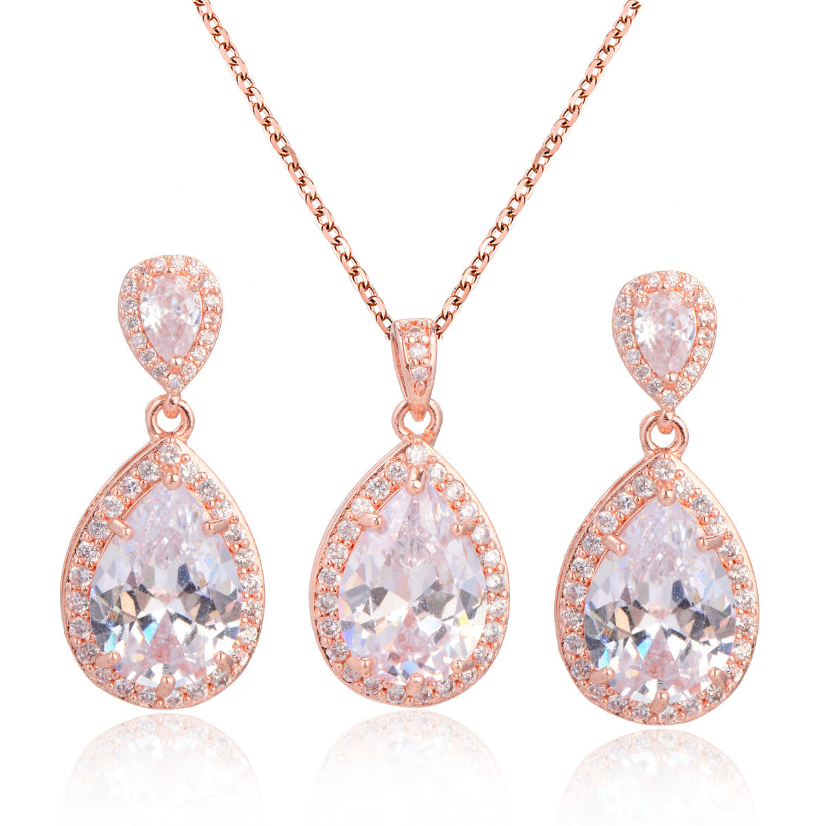 Necklace Eardrops Suit Bride Wedding Jewelry Simple Graceful