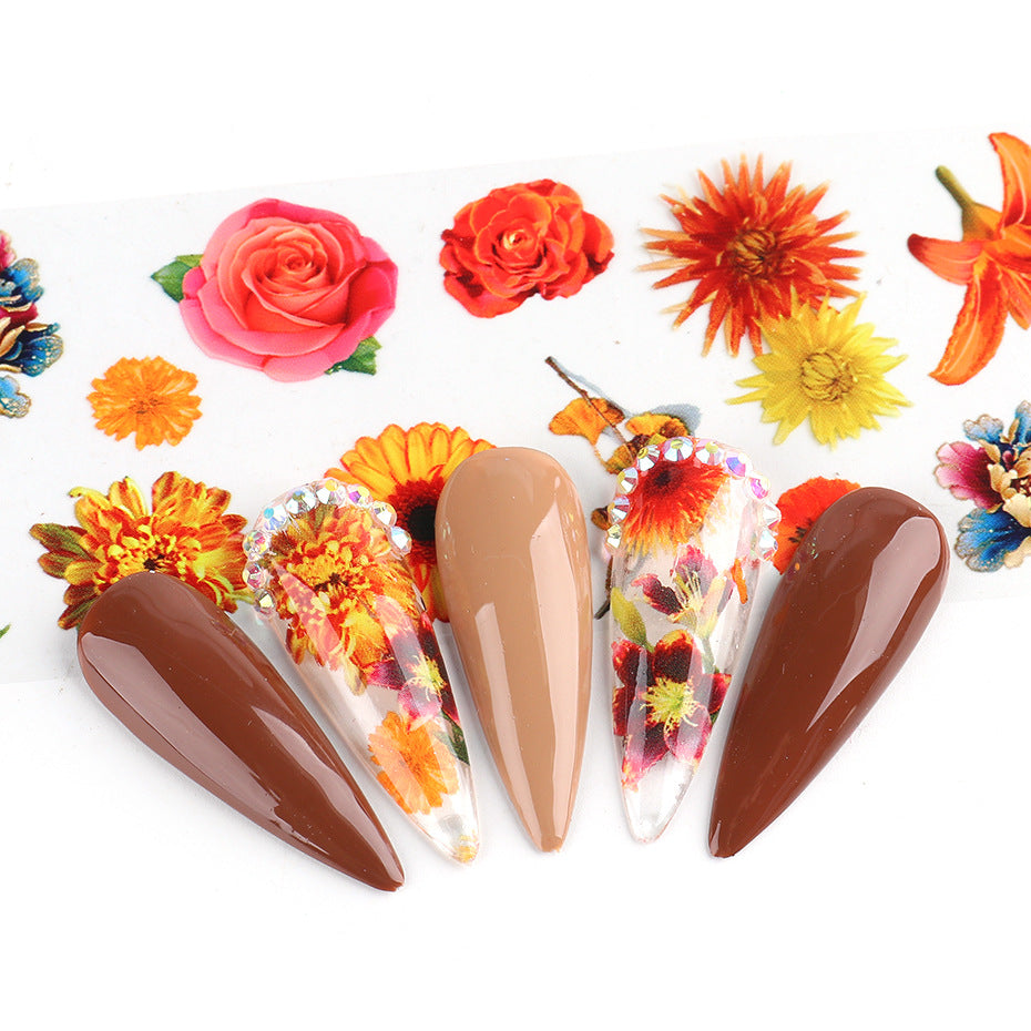 Retro Floral Nail Stickers