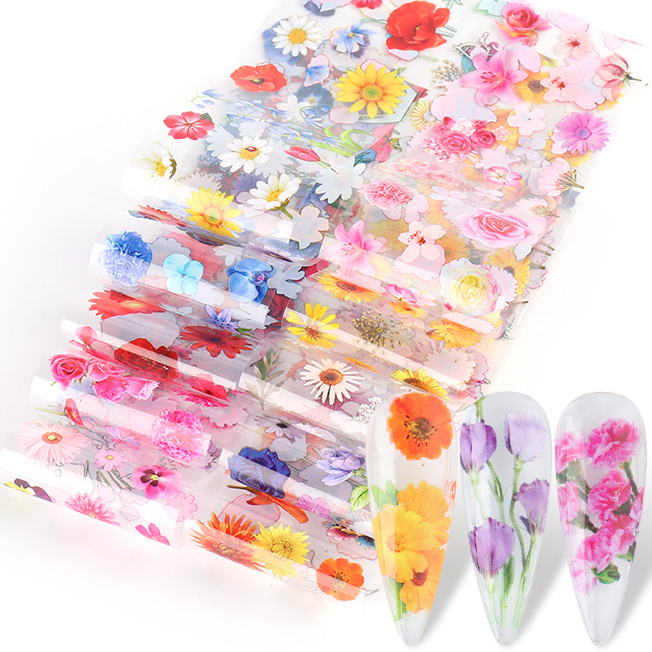 Retro Floral Nail Stickers