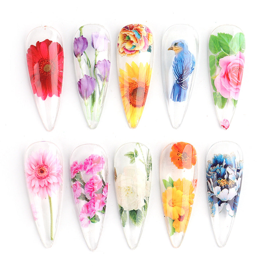 Retro Floral Nail Stickers