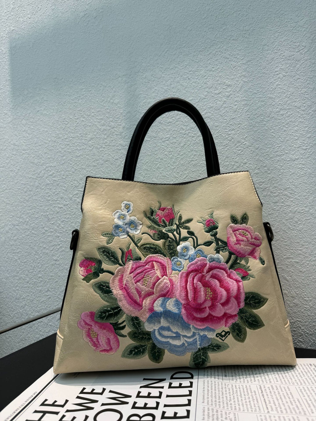 Embroidered Peony Ethnic-Style Tote Bag