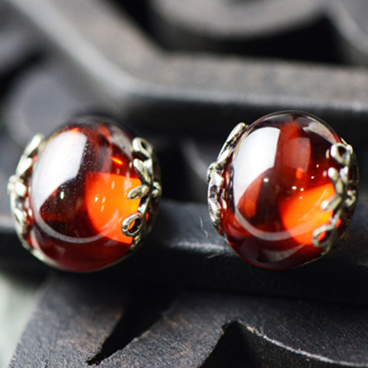S925 sterling silver jewelry set retro gorgeous red zircon bridal jewelry, high-end fashion silver