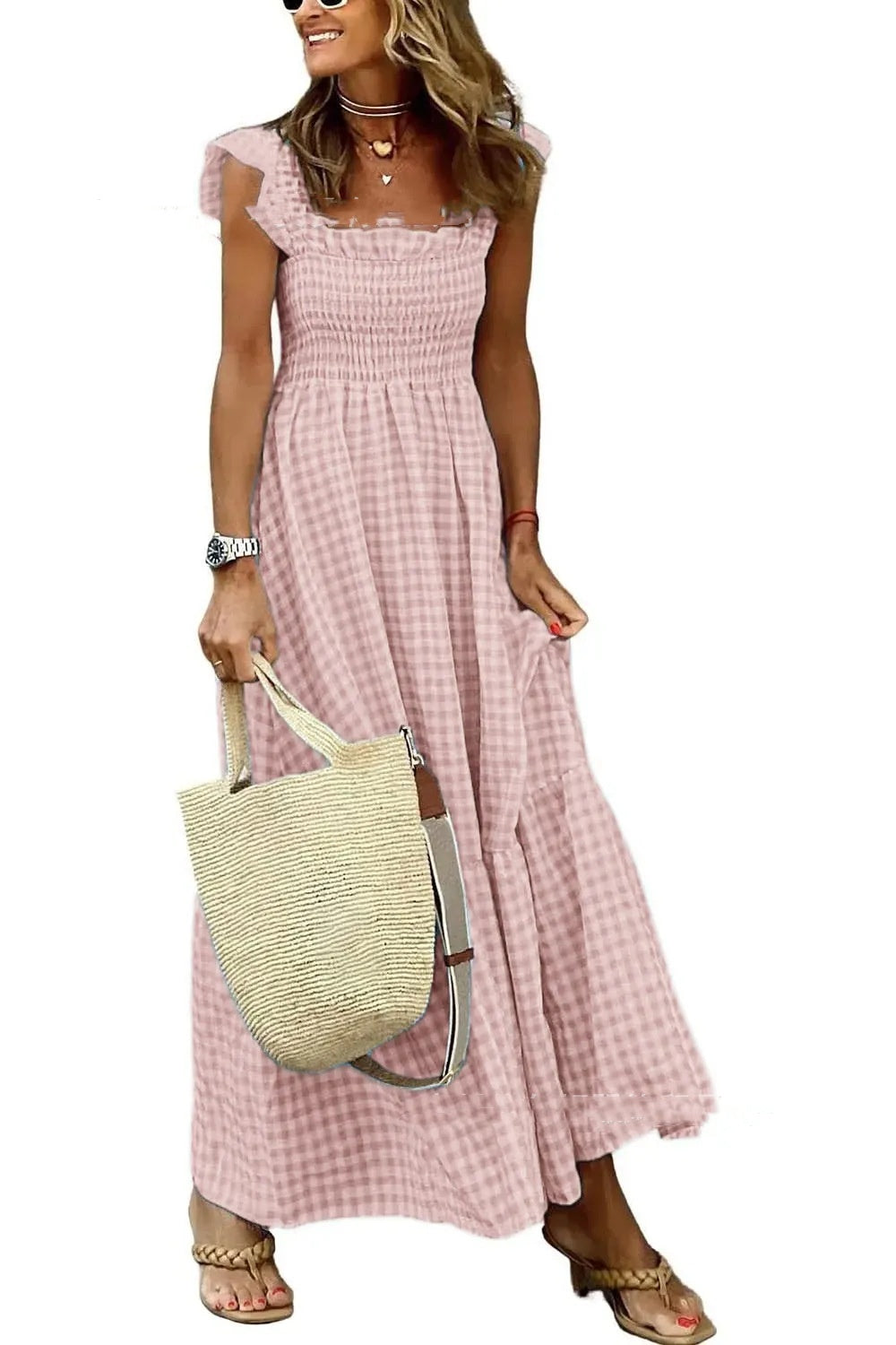 Sleeveless A-Line Plaid Swing