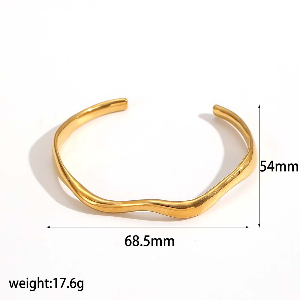 INS Style Irregular Titanium Steel Open Cuff Bracelet