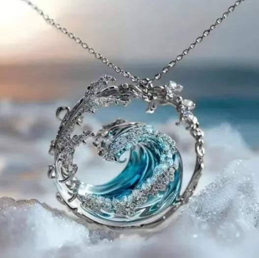 Stainless Steel Spray Necklace Golden Set Silver