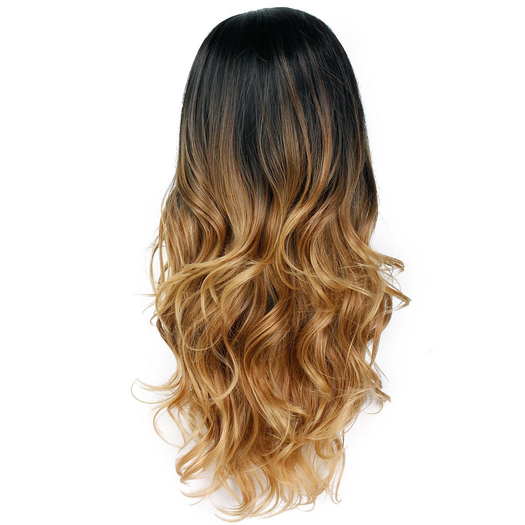 wig female black gradient gold
