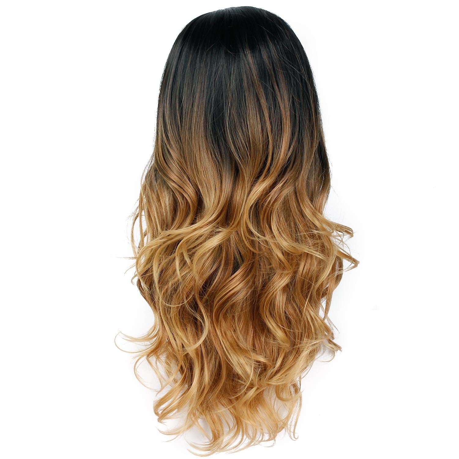 wig female black gradient gold