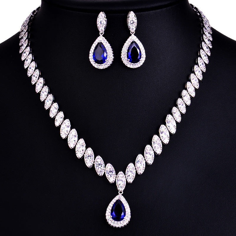 Korean Foreign Two Piece A Zircon Jewelry Set