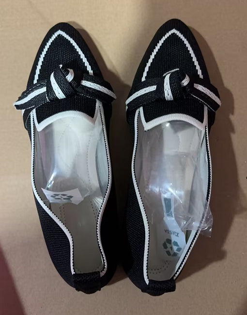 Women’s pointed-toe bow slip-on flats, breathable summer style.
