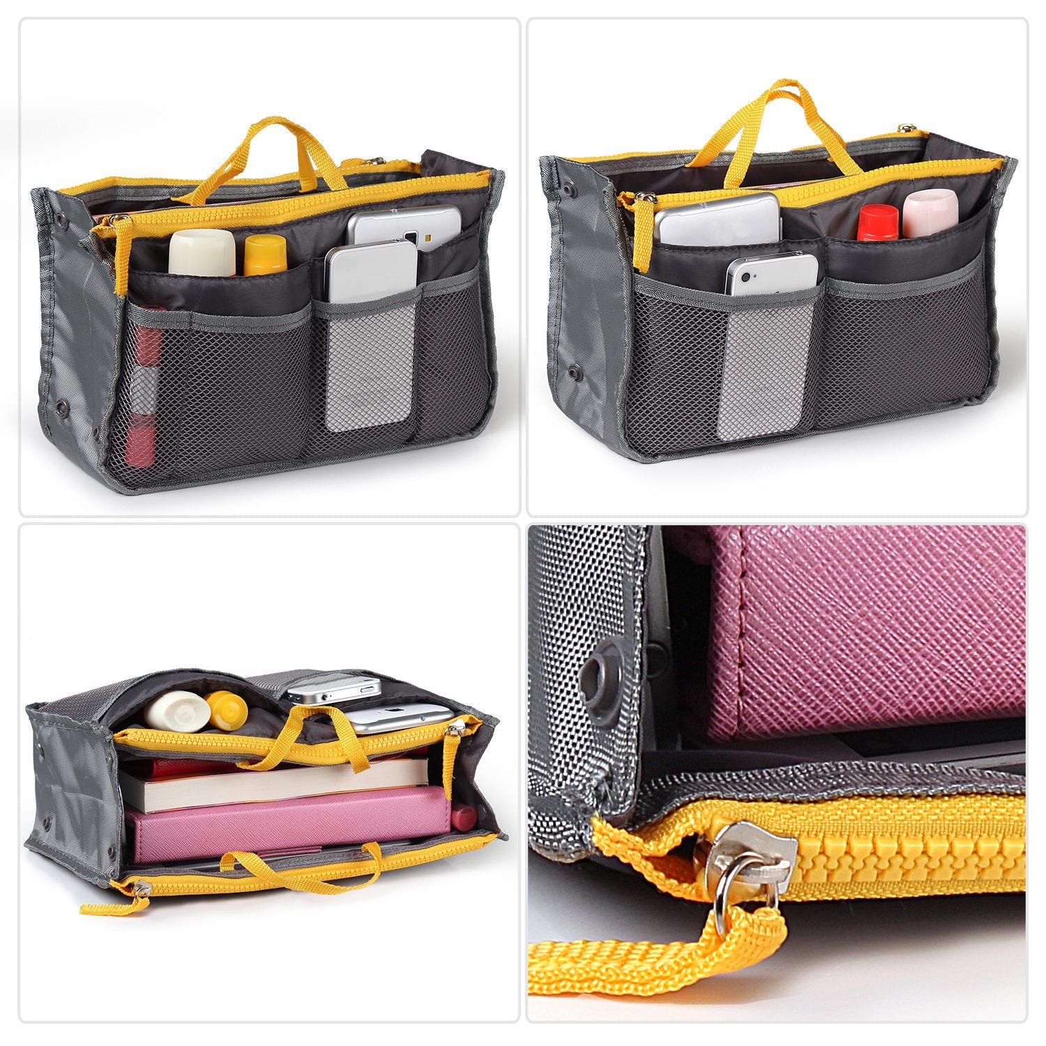 Women Lady Travel Insert Handbag Organizer Makeup Bags Toiletry Purse Liner With Hand Strap