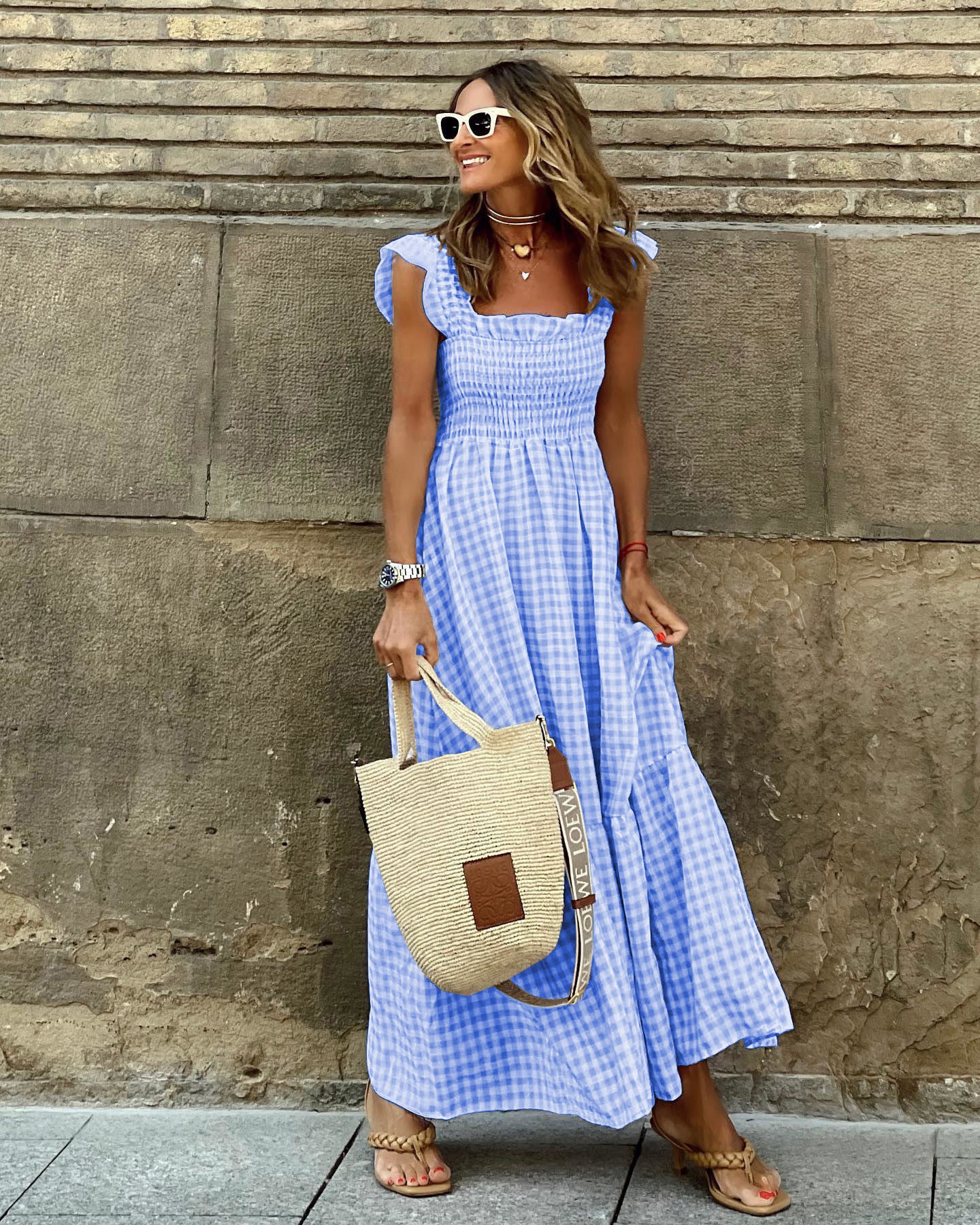 Sleeveless A-Line Plaid Swing