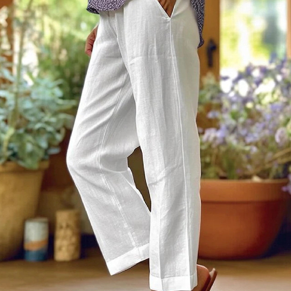 Minimalist Solid Straight-Leg Trousers