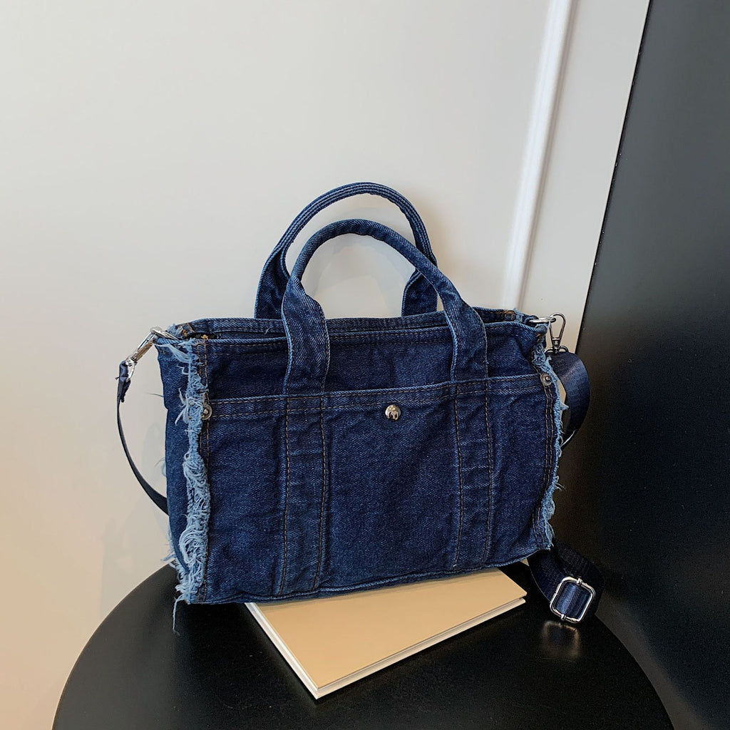 Laid-back High-Capacity Denim Tote Bag
