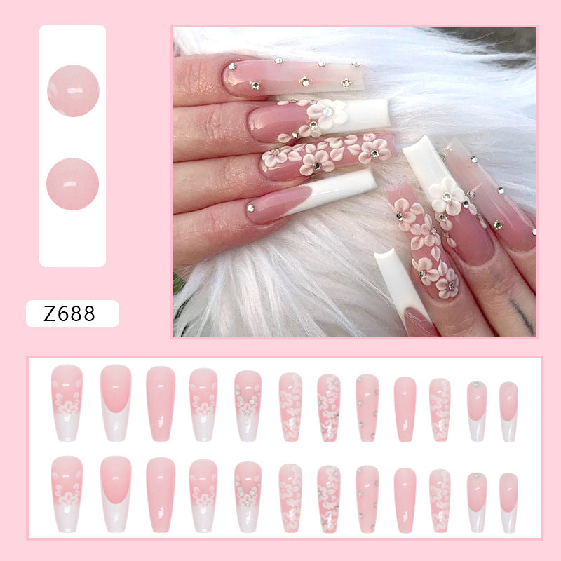 Long French Diamond Nails
