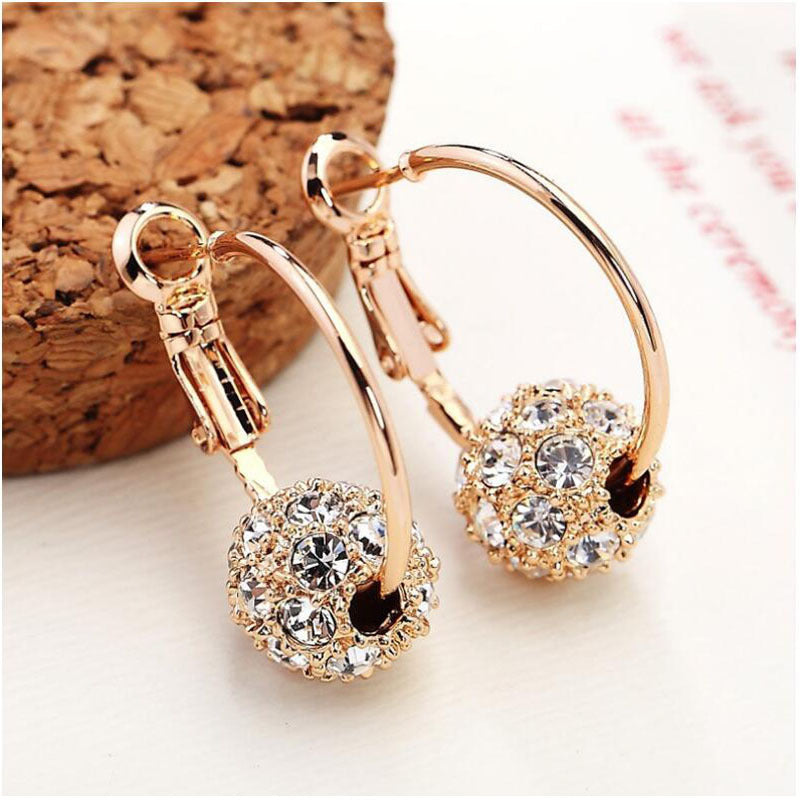 New Women's Lucky Bead Austrian Crystal Earrings