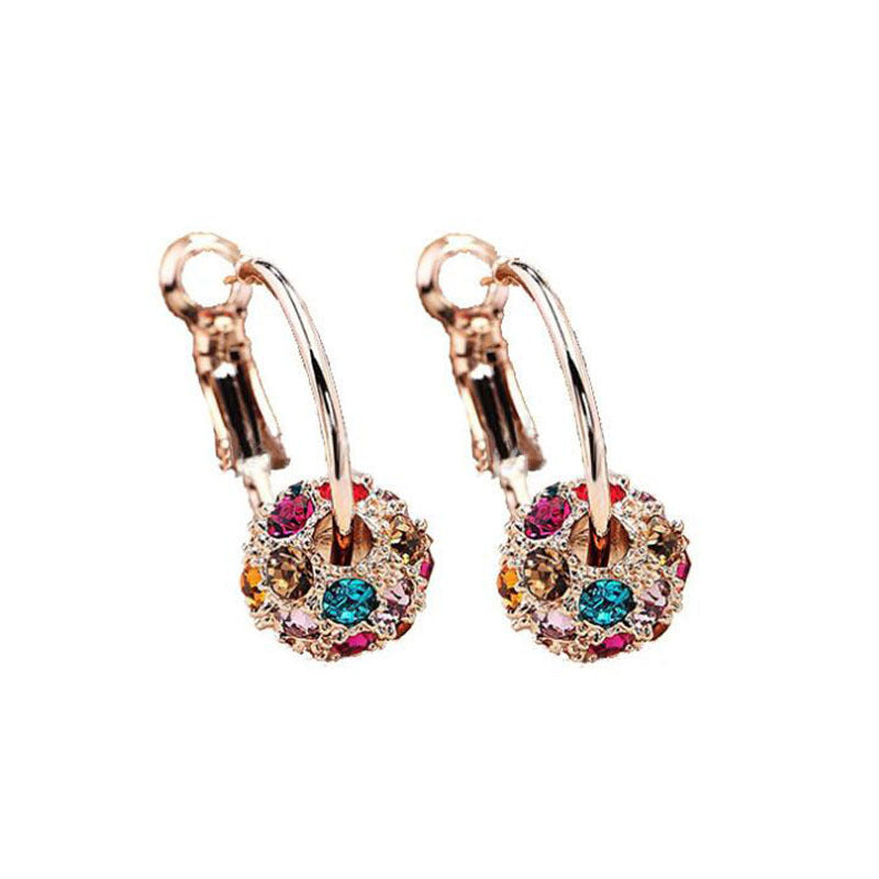 New Women's Lucky Bead Austrian Crystal Earrings