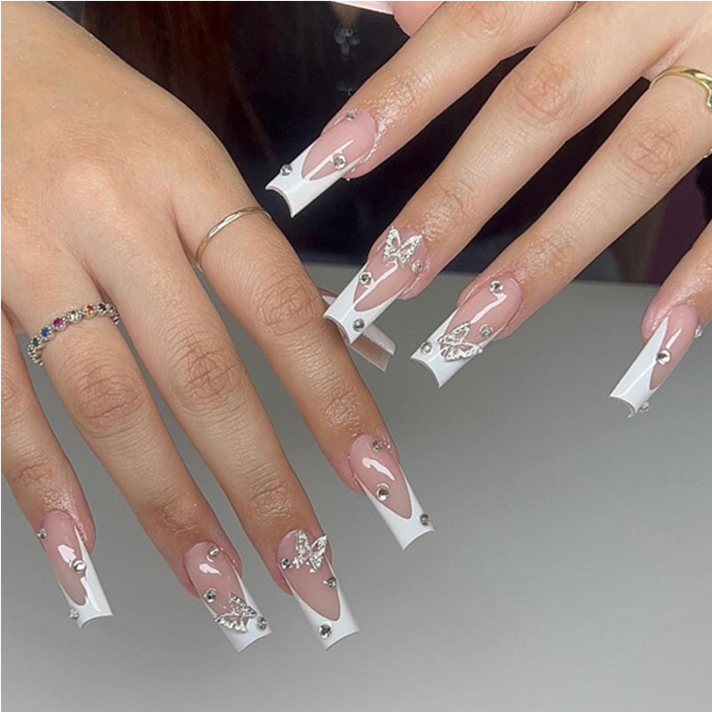 24pcs Diamond Butterfly Nails