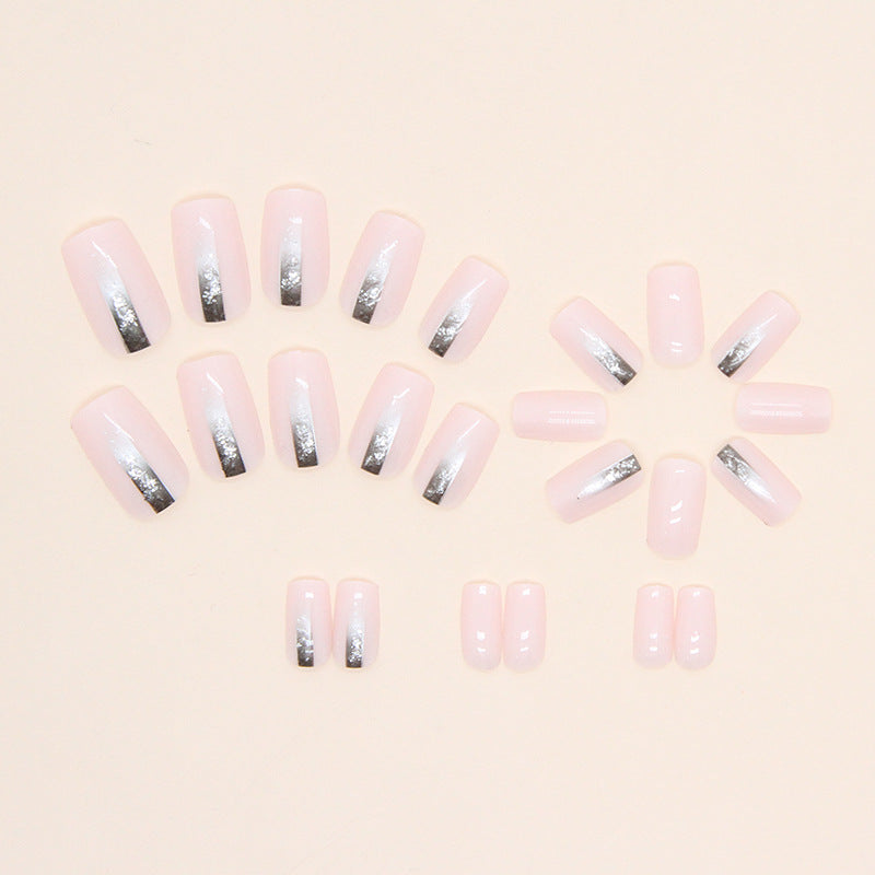Simple Square Fake Nails Black Gradient