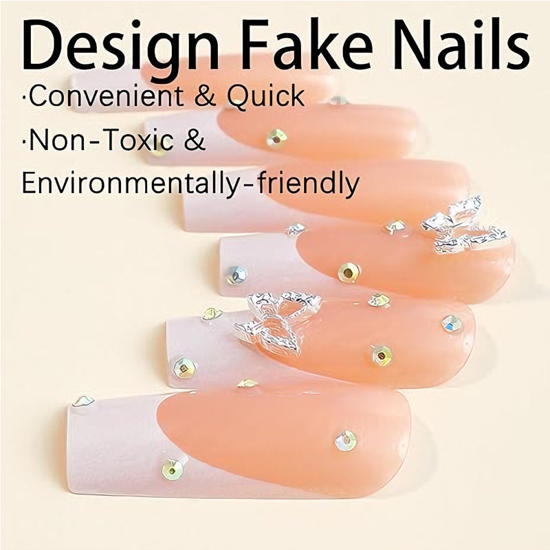 24pcs Diamond Butterfly Nails