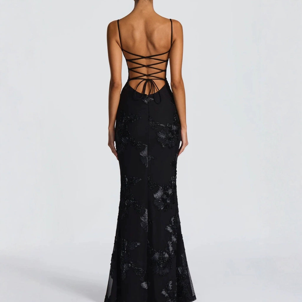 Flower-decorated Evening Dress High-end Banquet Elegant Slimming