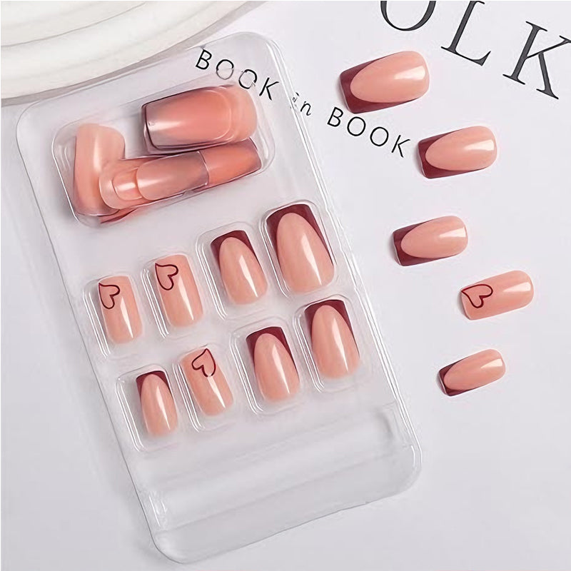 24pcs Valentine Red Heart Nails
