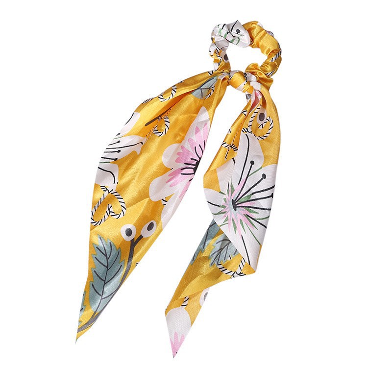 Elegant Floral Hair Scarf | Long Streamer Ponytail Tie