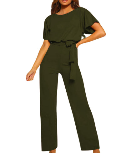 Belted Straight-Leg Jumpsuit