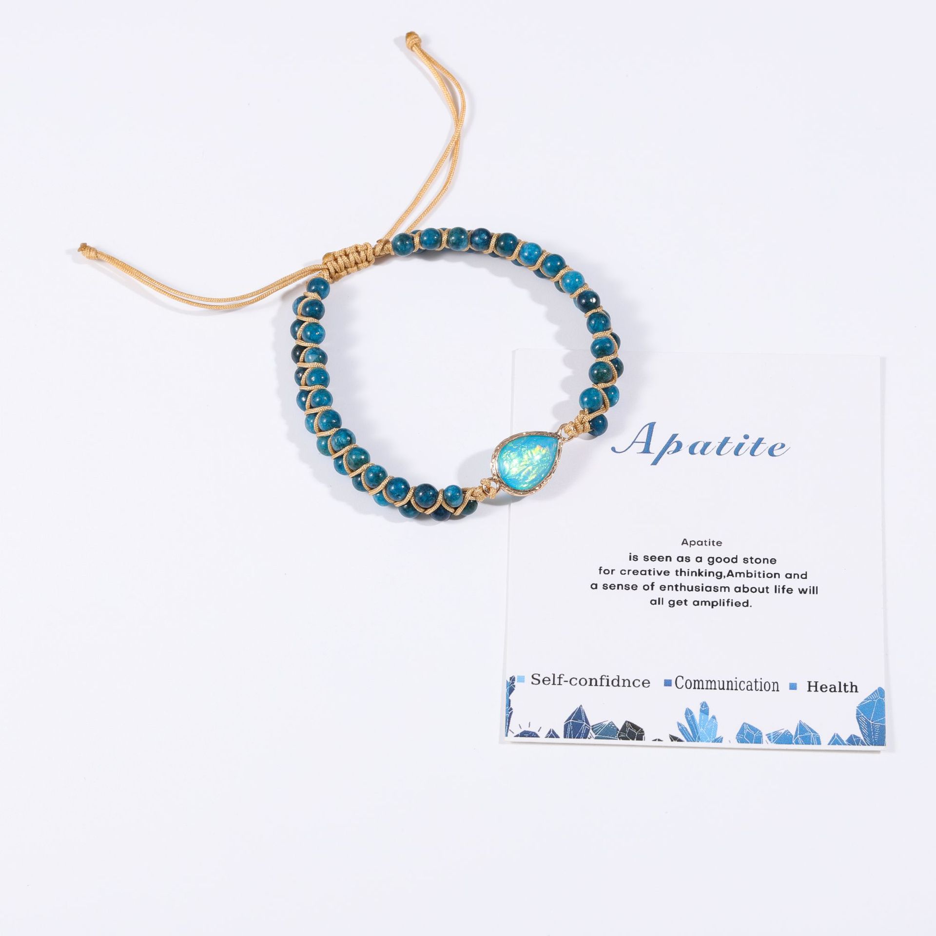 Cross-border Natural Stone Bracelet Water Drop Shape Sapphire Couple Woven Bracelet