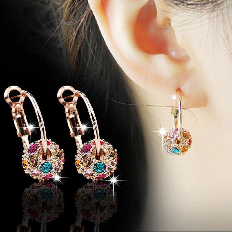 New Women's Lucky Bead Austrian Crystal Earrings