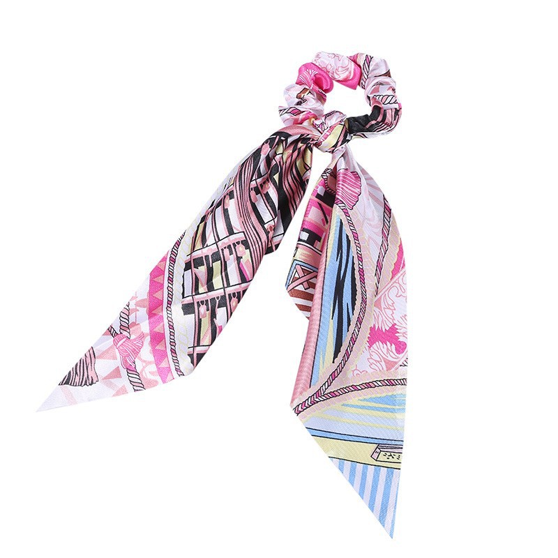 Elegant Floral Hair Scarf | Long Streamer Ponytail Tie