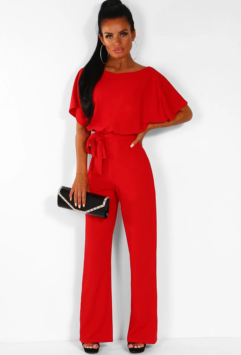 Belted Straight-Leg Jumpsuit