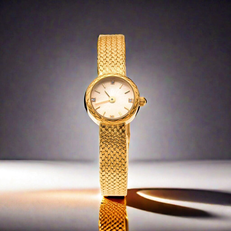 Retro Copper Mesh Womens style Mini Gold Watch