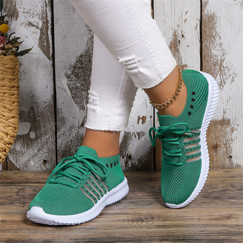 Breathable Lace-Up Mesh Running Sneakers