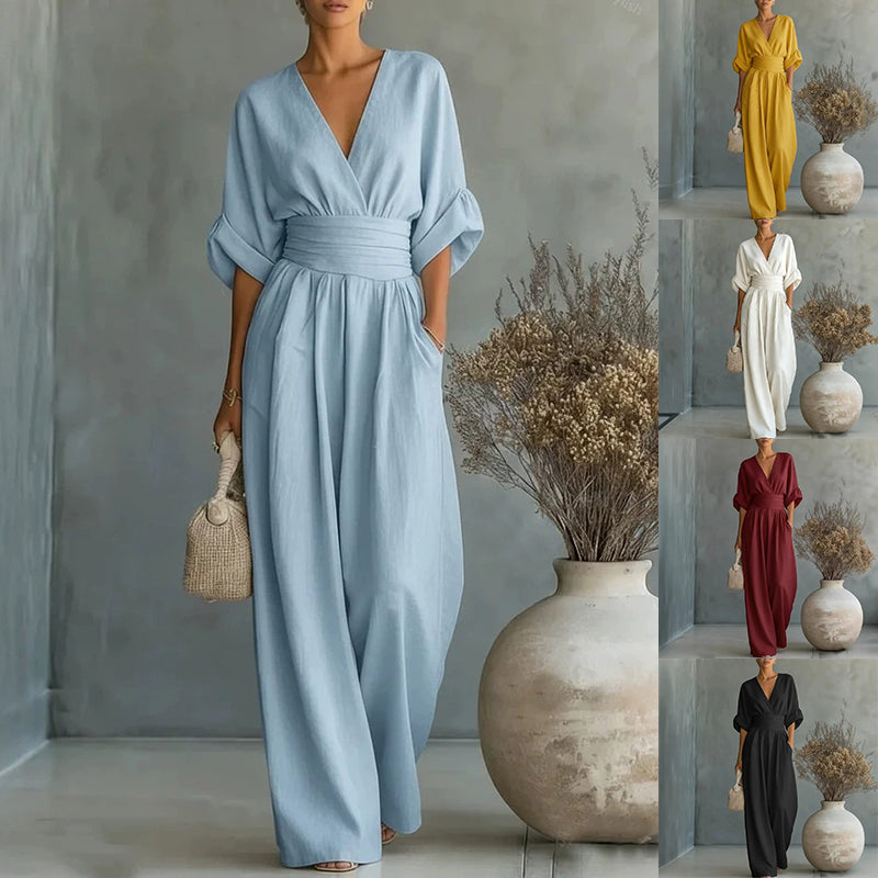 Summer Short-Sleeved Casual Jumpsuit