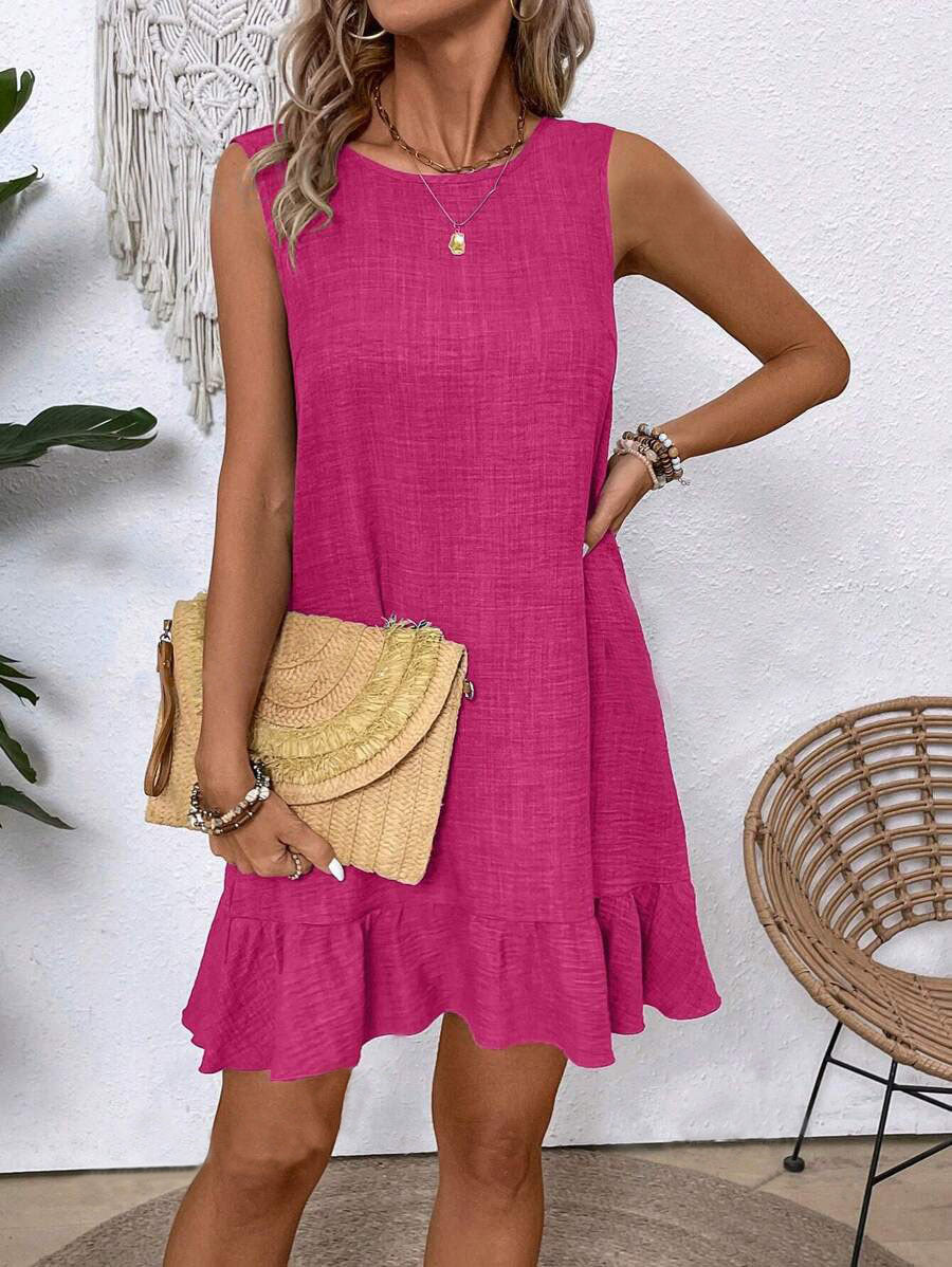 Loose Sleeveless Ruffle Dress