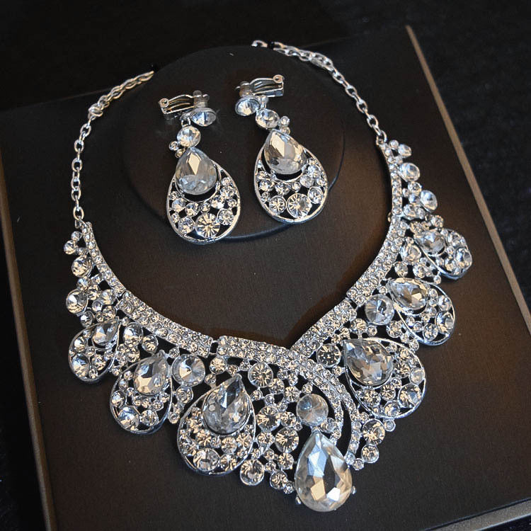 Accessories Crown Necklace Earrings Three-piece Set Wedding Accessories